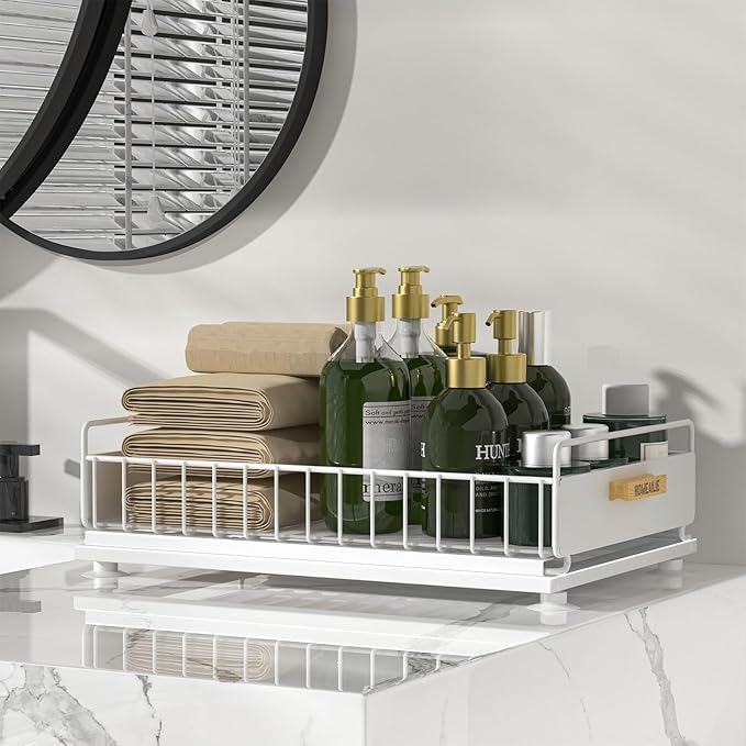 Under Sink Organizer, 2 Packs Under Sink Organizers and Storage, White