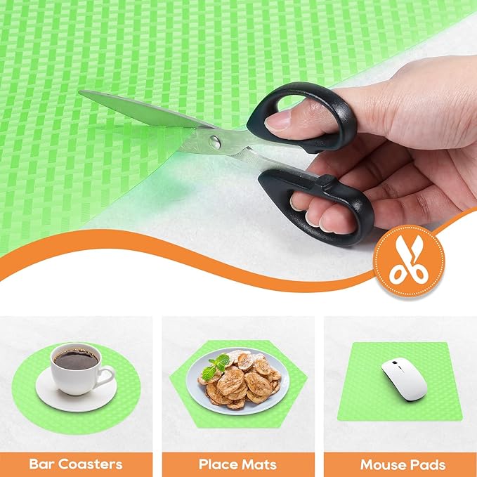 Green Fridge Liner Shelf Liners for Kitchen Cabinet Refrigerator Liners Waterproof & Oil-Proof Kitchen Cupboard Liner Non Adhesive Drawer Mats EVA Material for Shelves 17.5 x 393.7 Inches