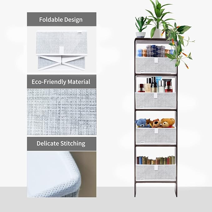 3 Packs Closet Storage Bins - Trapezoid Large Storage Box - Foldable Fabric Baskets for Organizing Clothes - Baby Toiletry, Toys, Towel, DVD, Book (1# Grey, 11.6 x 11.6 x 7.9 inches)