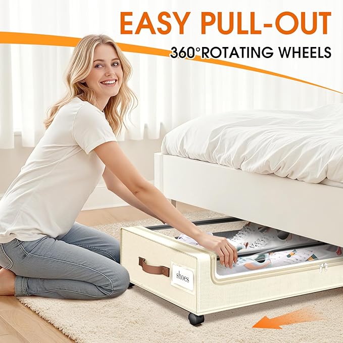 SpaceHacks Under Bed Storage (1 Pack) - Large Capacity Rolling Storage for Clothes & Blankets