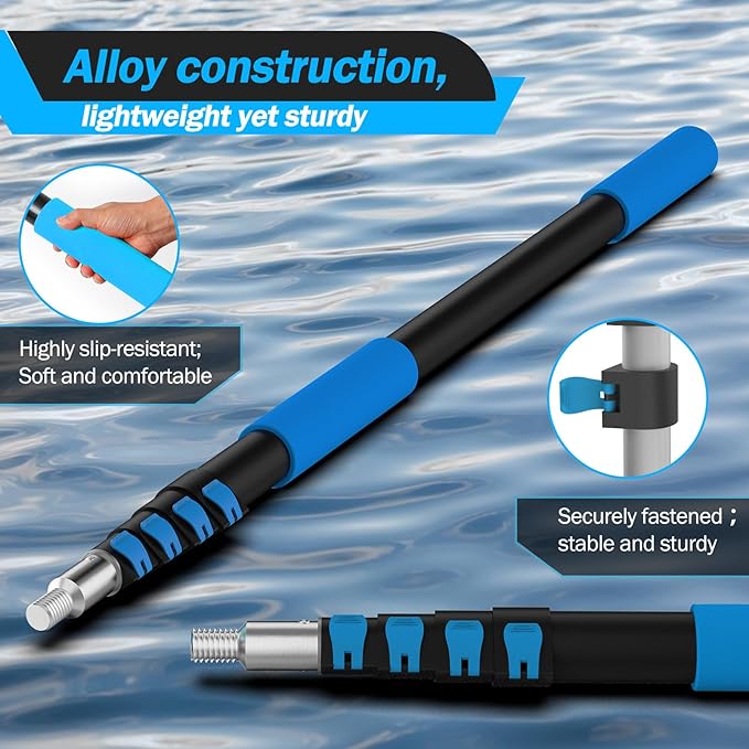 26ft Telescopic Extension Pole, 5-20ft Paint Roller Extension Pole with Flip-Lock Design, Aluminum Alloy Threaded Head for Painting Cleaning Dusting & Window Washing Tools