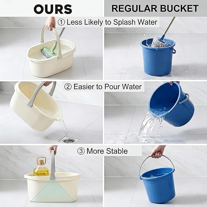 Haundry 4.5 Gallon Cleaning Bucket, Good Grips Household Mop Bucket for Cleaning Supplies, Cleaning Caddy Organizer Basket with Handle, 17.1L, White