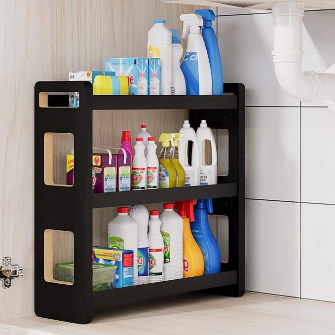 Bathroom Counter Organizer, Bathroom Counter Shelf, Black 3 Tier