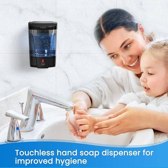 SVAVO Automatic Soap Dispenser Wall Mount 600ml/21fl.oz, Hand Soap Dispenser Touchless Electric Sensor Pump Battery Operated for Office Home Kitchen Bathroom Hotel Restaurant Commercial