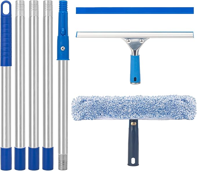 Window Squeegee with Scrubber for Home and Outdoor Glasses Cleaning