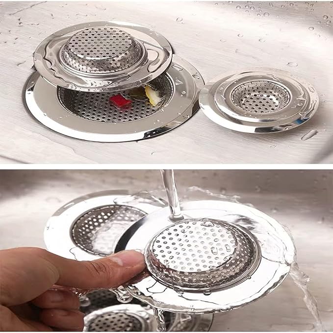 Drain Hair Catcher,Drain Stoper,Shower Drain Cover for Bathtub, Kitchen Sink Strainer, Stainless Steel Bathroom Sink, Drain Stopper with (2 PCS,4.5 in)