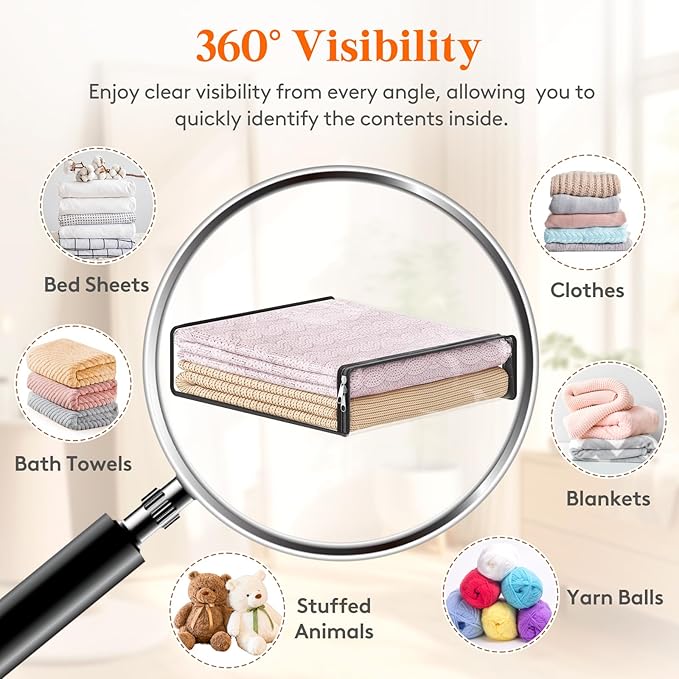 14L Clear Sheet Storage Bags with Zipper 4 Pack
