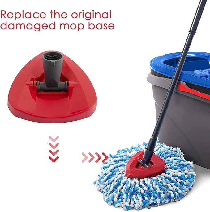 Scrubber and Mop Base Compatible with O Cedar RinseClean 2 Tank System, Spin Mop Scrub Brush Head Replacement, Hard Bristle Cleaning Brush, 1 Mop Base and 1 Scrub Brush, Not Fit EasyWring 1 Tank