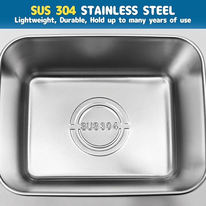 3 Pack Large Stainless Steel Snack Containers, 20oz Reusable Stainless Steel Food Containers with Silicone Lids for Meal Prep, Leakproof Metal Bento Lunch Box for Daycare, Travel, Office, Camping