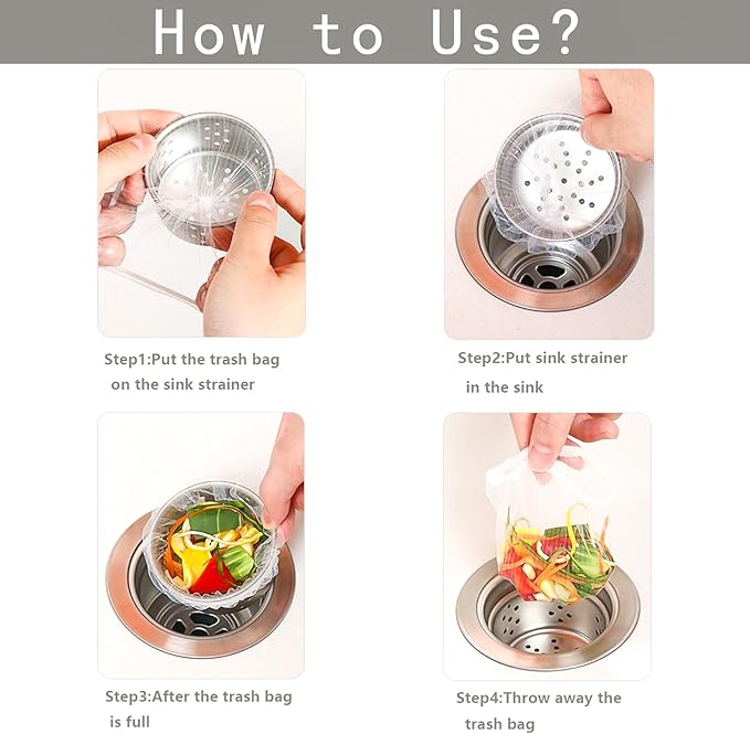 200 PCS Disposable Kitchen Sink Drain Strainer Mesh Bag and PP Extraction Box Fits Sink Strainer for Collecting Kitchen Food Waste Leftover Garbage