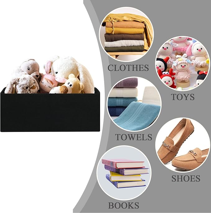 Foldable Fabric Storage Cubes, Black 2 Pack
