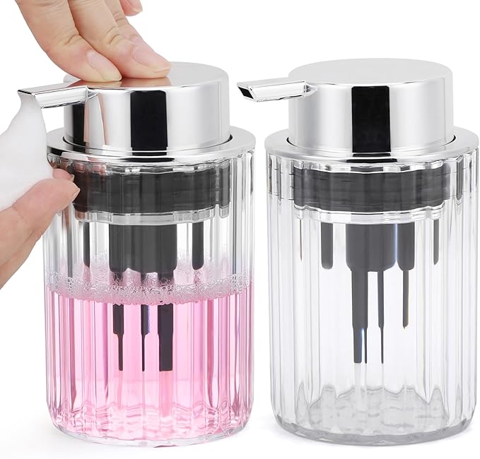 Segbeauty Clear Foaming Soap Dispenser, 2 Pack 10.1oz Refillable Plastic Hand Soap Lotion Dispenser Set, 300ml Bathroom Soap Dispenser Wide Mouth Foaming Pump Bottle Foam Soap Dispenser for Kitchen