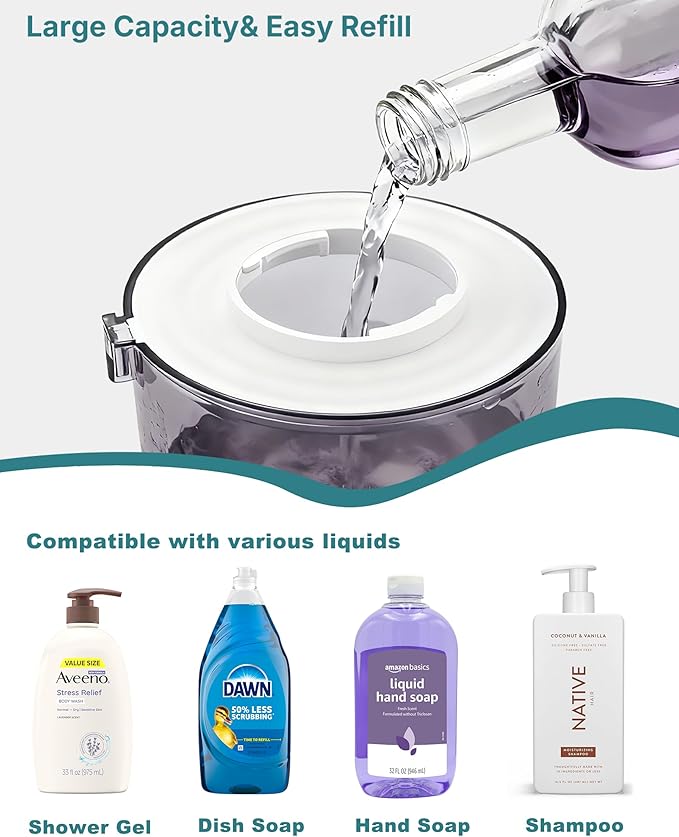 Automatic Soap Dispenser Touchless, 4-Level Adjustable Liquid Soap Dispenser, 13.5oz/400ml USB Rechargeable, IPX5 Waterproof, Countertop or Wall Mount, for Kitchen Bathroom, White