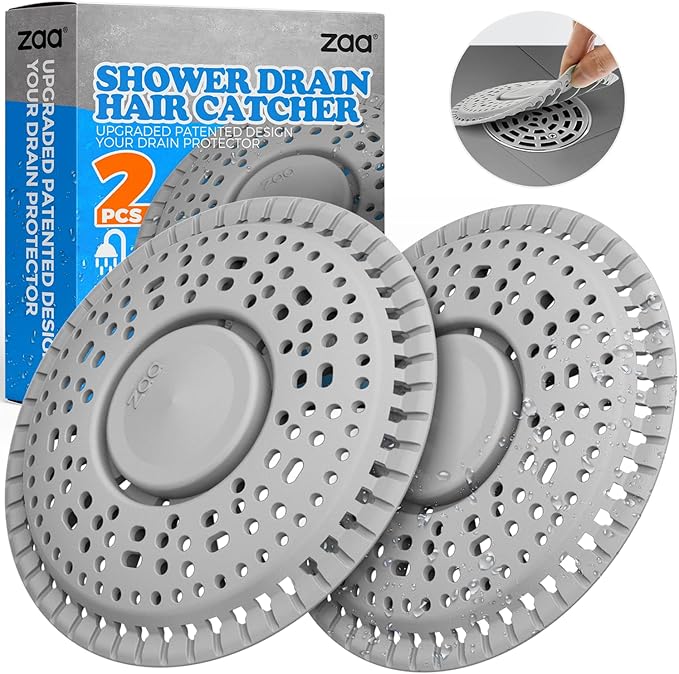 zaa Shower Drain Hair Catcher, 2 Pack Premium Silicone Drain Protector & Shower Drain Cover, Shower Installation Kits for Flat Drains of Shower Room