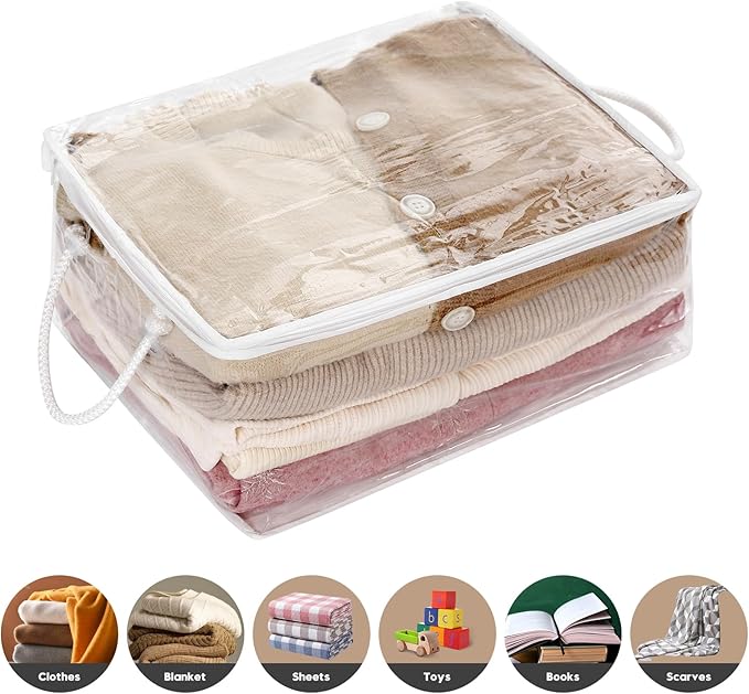 10 PCS Clear Zippered Storage Bags with Handle, Towel-15.7 * 11.8 * 7.9