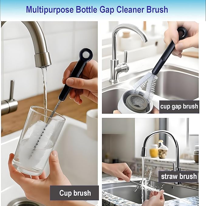 3 Pack Bottle Cleaning Brush Set -12 Inch Long Bottle Brush, Straw Cleaner, and Lid Brush, Suitable for Baby Bottles, Travel Mugs, Decanters, Narrow Neck Containers