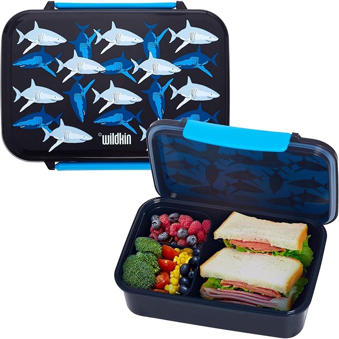 Wildkin Reusable Food Container for Kids – Airtight, Leak Resistant, Dishwasher Safe - Sharks