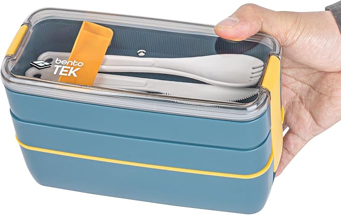 Restaurantware-Bento Tek 28.7 Ounce Bento Boxes, 10 Reusable Lunch Containers - With Fork And Spoon, Does Not Contain BPA