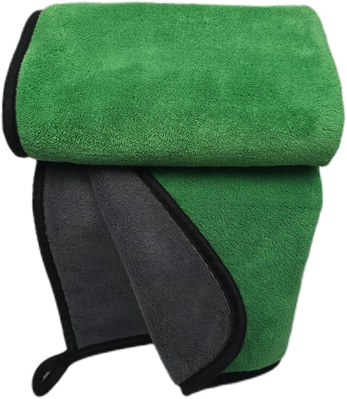SOFTBATFY Ultrasoft, Large, Thick and Quick Drying Car Microfiber Cleaning Towel 800GSM Polishing Waxing Auto Detailing Towel Cloth (6pack,16 x 16inches) (Grey- Green)