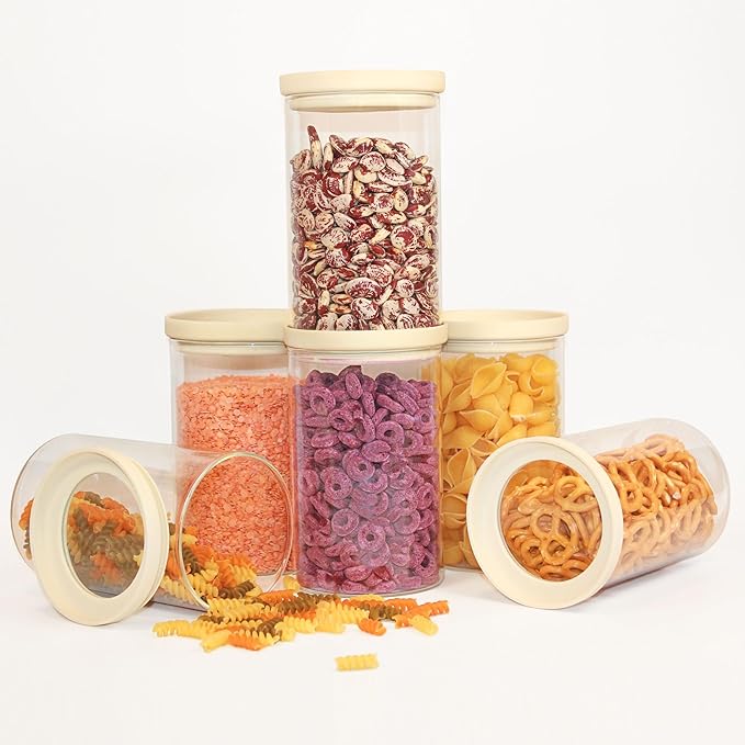 Urban Green Glass Food Storage Jar with Glass Lid, Food Canister Set with Airtight Lids
