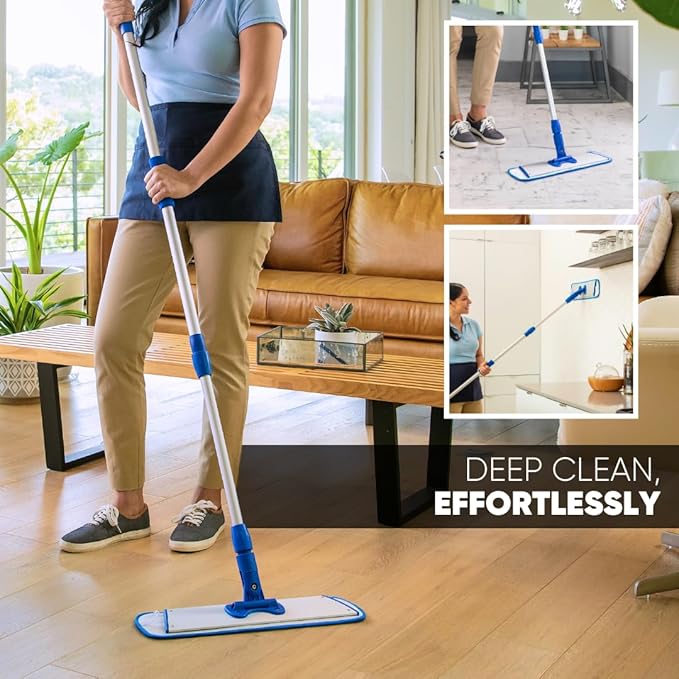 Microfiber Wholesale 18 inch Microfiber Mop Pads - Machine Washable, Reusable, Refills & Replacement Wet Mop Heads Compatible with Any Microfiber Flat Mop System (18 Pack)