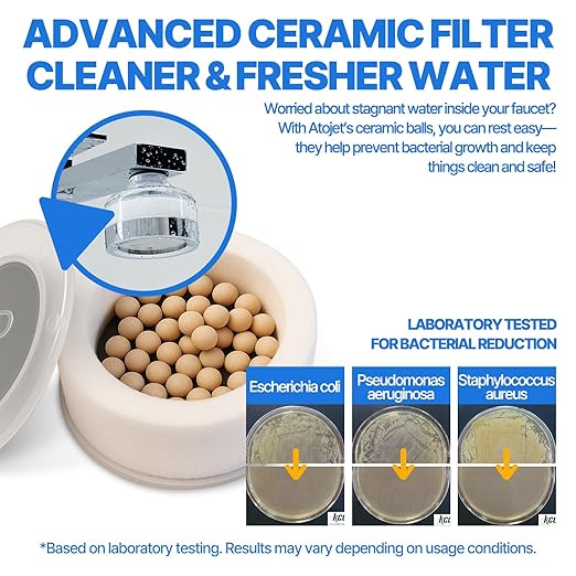 Cleansing Washbasin Faucet Filter - Pure Carbon Filters for Bathroom & Kitchen Water (1 Year Supply) (AJ8310C-SET-1YR)