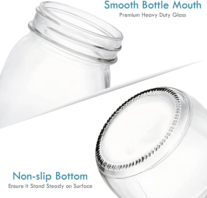 YEBODA 6 Pack Wide Mouth Mason Jars 32oz Glass Canning Jars with Airtight Lids and Bands for Preserving, Jam, Honey, Jelly, Wedding Favors, Sauces
