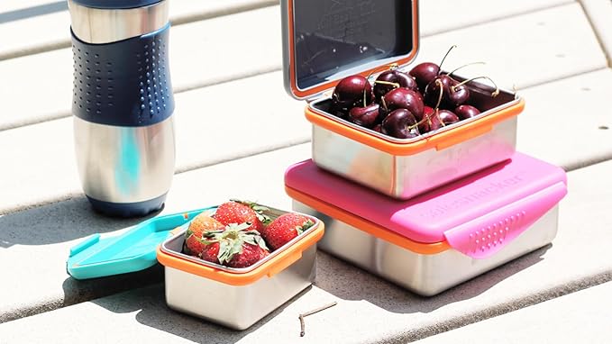 New Wave Enviro Safe Snacker, Stainless Steel Food Container, BPA Free, Stackable and Cabinet Friendly, Teal, Medium Size, 13oz. Capacity