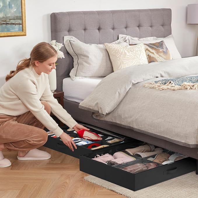 Under Bed Shoe Storage Organizer 1 Pack(14 Shoes Cells+4 Boots Cells)