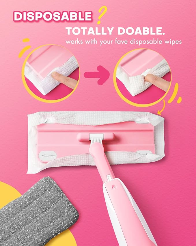 Pink Mini Spray Mop for Toddler-Girls Montessori Cleaning Toy that Real Spray Water,Pretend Playhouse Essentials for Girls Ages 3-8,Toddler Educational Housekeeping Set