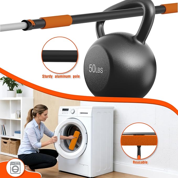 16FT Reach Window Squeegee Kit with Extension Pole, 2-in-1 Professional Washer for High Windows, 3-12FT Adjustable Reach