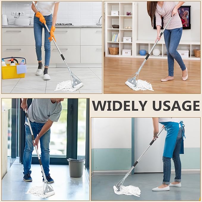 Heavy Duty Commercial Mop Handle, 59" Stainless Steel Adjustable Industrial Mop Rod Replacement - Quick Replacement, Universal for Home, Office, Garage, Workshop & Warehouse Floor Cleaning