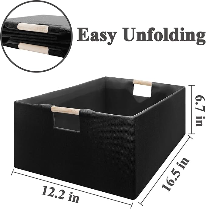 Foldable Fabric Storage Cubes, Black 2 Pack