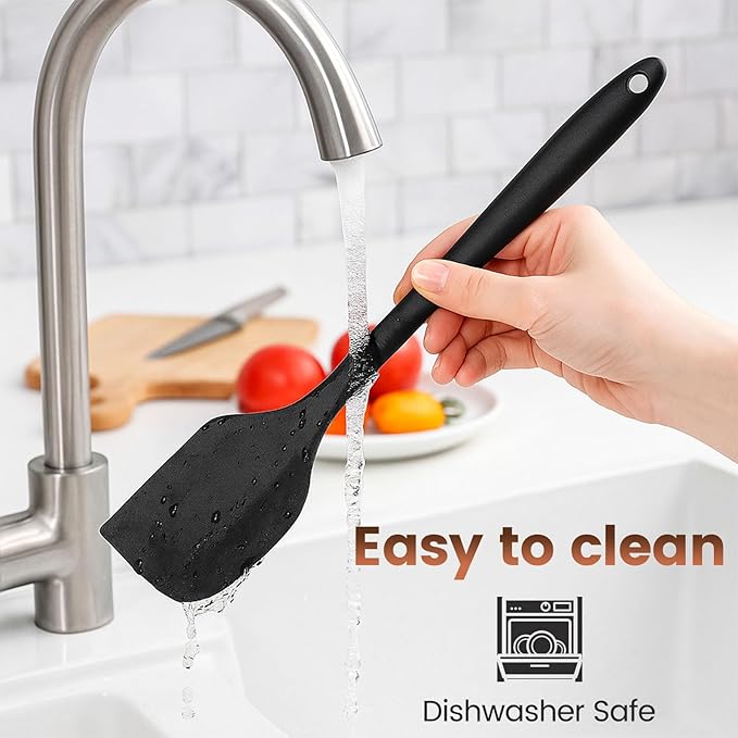 HANSGO Silicone Spatula Set, 6 PCS Food Grade Kitchen Utensils with Silicone Brush, 480°F Heat Resistant Non Stick Rubber Spatula for Scraping, Cake Baking, Cooking, Mixing, Dishwasher Safe