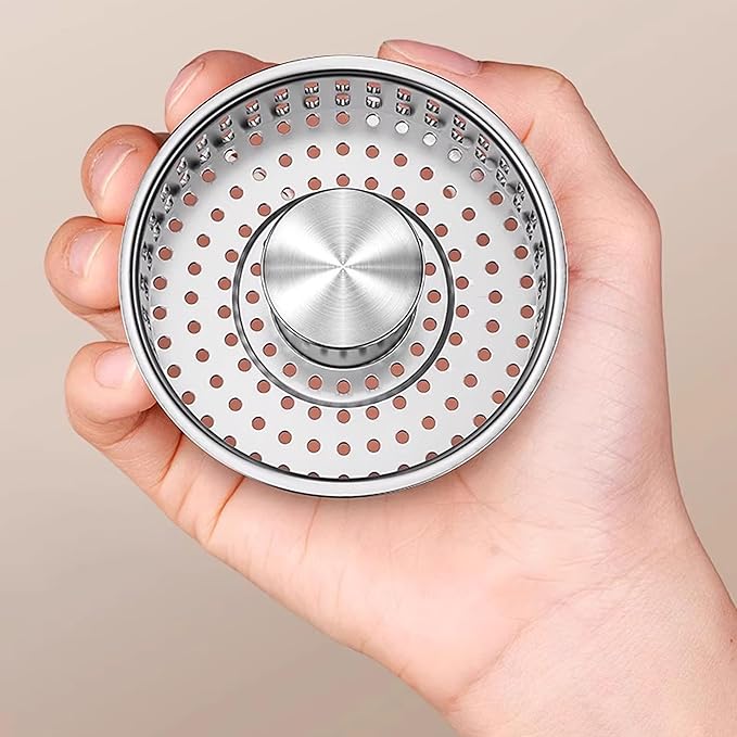 3 in 1 Pop Up Kitchen Sink Drain Strainer, with an Extra Basket Strainer, Kitchen Sink Drain Stopper for US Standard 3-1/2 Inch