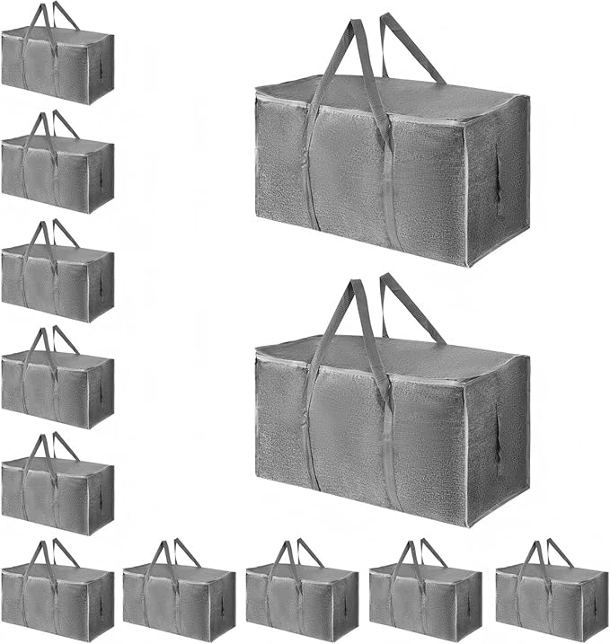 12 Pack-Extra Large Heavy Duty Moving Bags, Gray