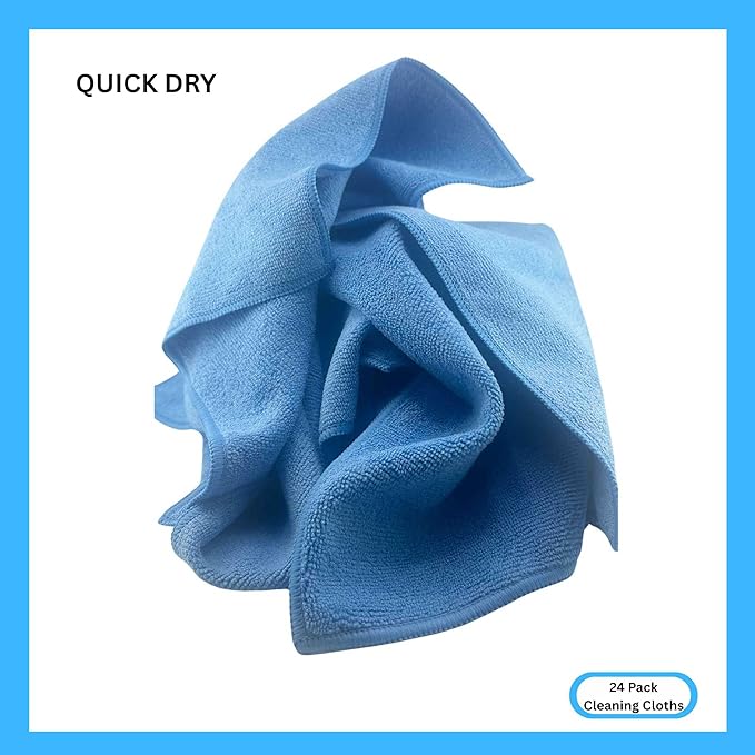 Microfiber Cleaning Cloth for Kitchen & households, Towels for Cars. (300gsm) (Pack of 24 Blue)