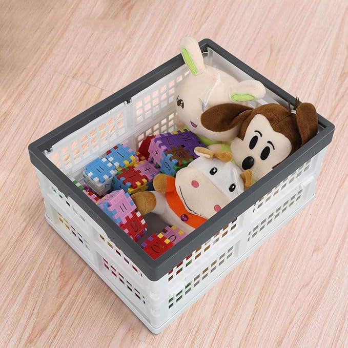 Teyyvn 4-Pack Collapsible Milk Crates, 15L Plastic Stackable Storage Bins Utility Folding Baskets
