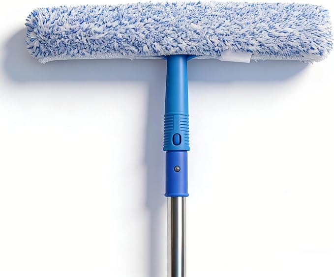 68" Window Washing Kit with Extension Pole, Long Handle Window Squeegee and Scrubber, Window Cleaner Tool for High Outdoor Windows, Glass