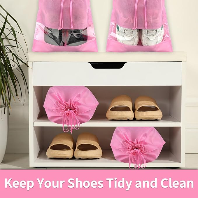 12 Pack Shoe Bags for Travel, Pink