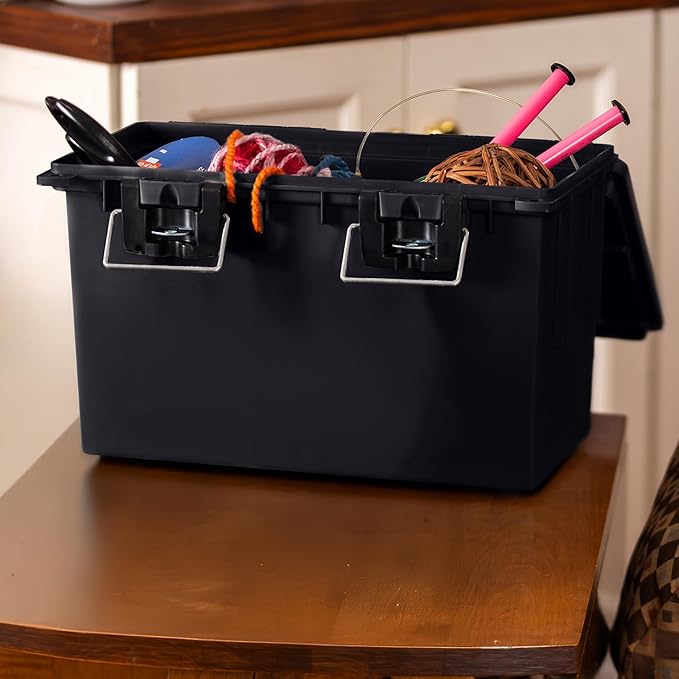12764 XL Storage Bins With Lids, 4-Pack Stackable Storage Bins, Made in USA