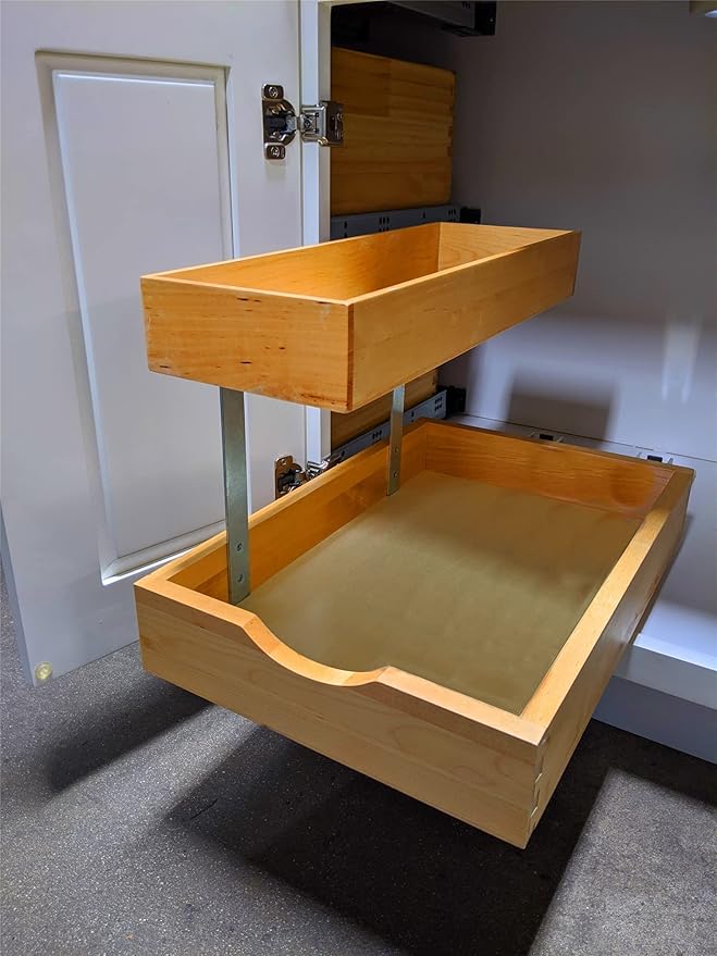 2-Tier Pull Out Drawer Organizer, Sliding Shelf Storage for Kitchen, Bathroom, Under Sink Cabinet (12" Width)