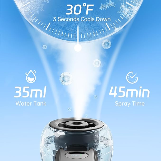 Rrtizan Handheld Misting Fan Portable - Small Personal Mister Fan Blow Cold Air,USB Rechargeable,Water Spray Cooling for Summer Outdoor Travel Beach Lash Makeup,Gifts for Women (Black)
