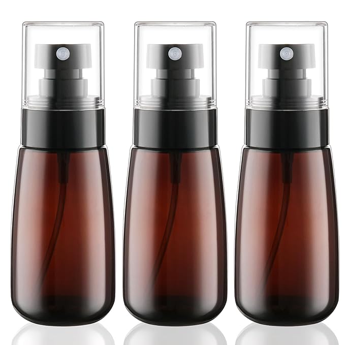 Cosywell Travel Spray Bottle 2oz 60ml 3 Pack TSA Approved Leak Proof Fine Mist Spray Bottles Empty Plastic Refillable Spray Bottle for Perfume Essential Oils Toners Rose Water Cosmetics（3Brown）
