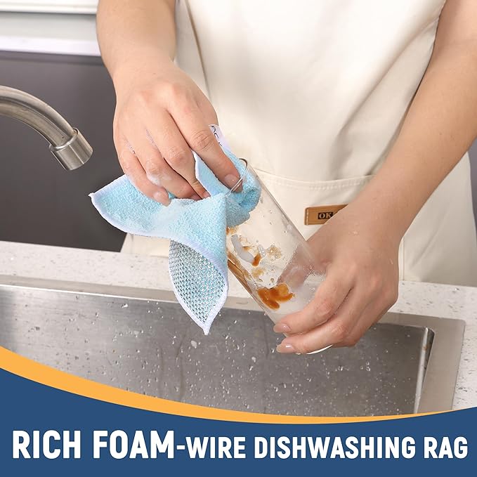 Double Side Non Scratch Wire Dishcloth 30pcs-Multipurpose Wire Dishwashing Rags Wire Mesh Cleaning Cloth,Kitchen Towels and Dishcloths Sets Microfiber Cloth for Cleaning Pans Sinks & Cookware