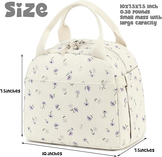 Bluboon Corduroy Lunch Bag - Large, Reusable Insulated Tote for Work/Picnic