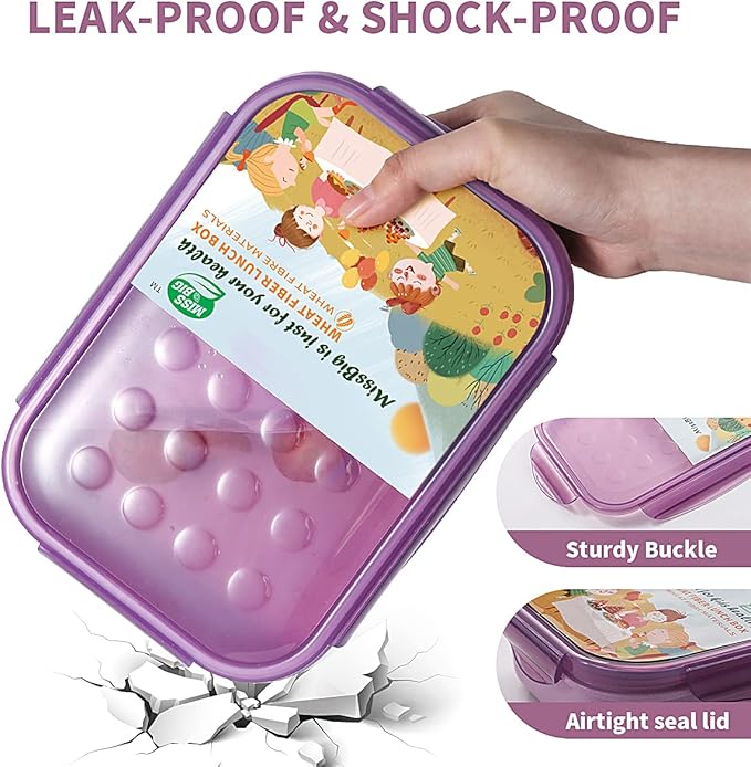 MISS BIG® Bento Box,Bento Box Adult,Lunch Box,Leak Proof Lunch Containers,No BPAs and No Chemical Dyes Bento Lunch Box