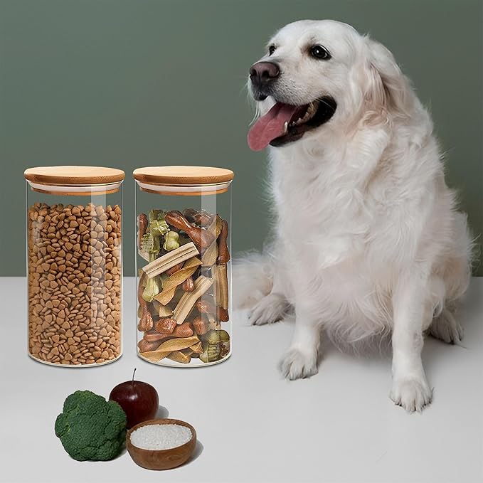 VIEWELLD 1.5 Qt Glass Storage Containers (Set of 3) - Noodles, Flour, Coffee
