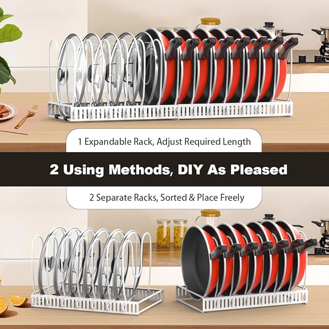 2 Pack Pot and Pan Organizer, White