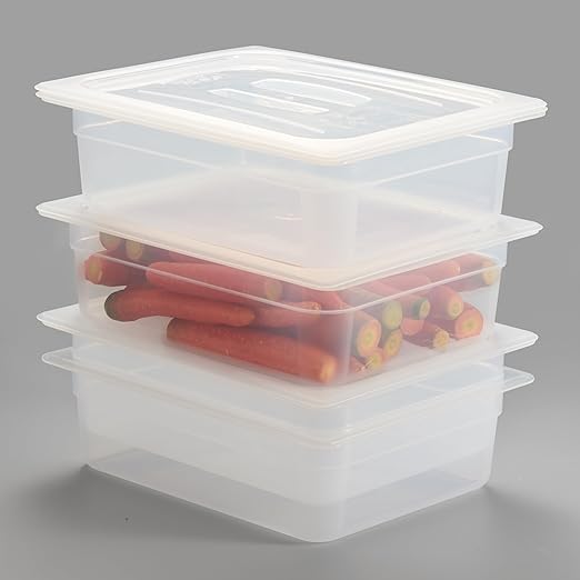 4-Pack 1/2 Size 4" Deep Food Pan with Handled Lid